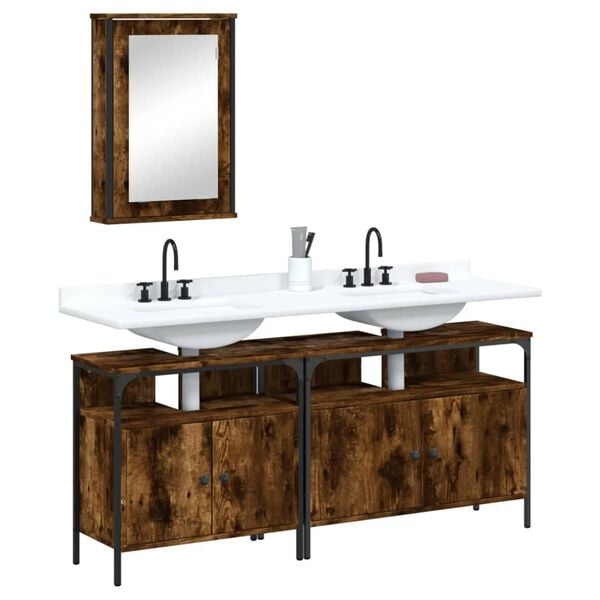vidaXL Bathroom Furniture Set Smoked Oak