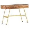 vidaXL Writing Desk Natural and brass Solid Acacia wood