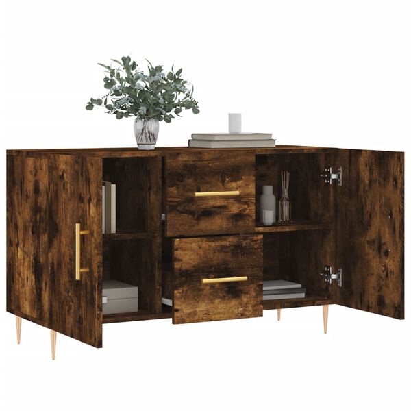 vidaXL Sideboard Smoked Oak Engineered Wood and Metal