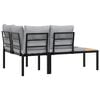 vidaXL Garden Bench Set of 2 Black Powder-coated steel 68.1 in Modular