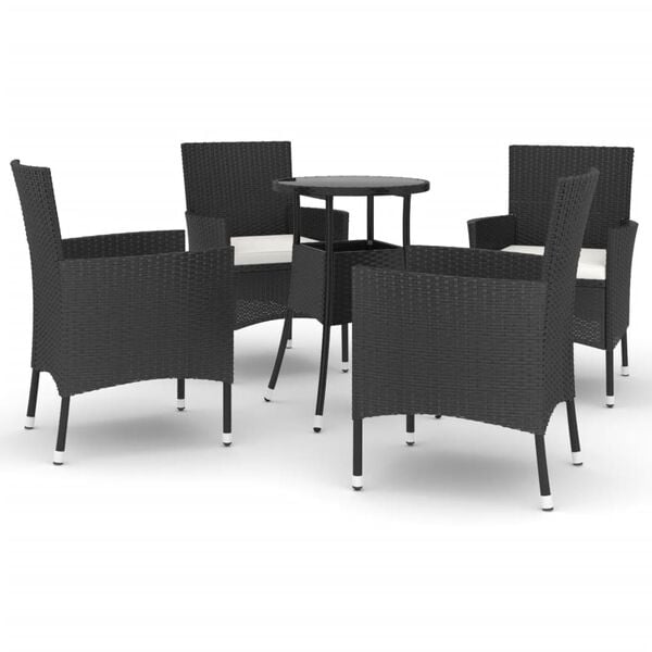 vidaXL Garden Bistro Set Black, Cream White