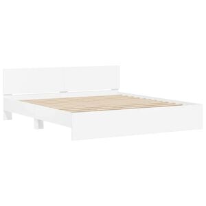vidaXL Bed Frame with Headboard White 55.12 x 74.80 in Engineered Wood