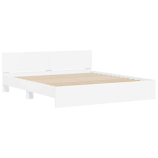 vidaXL Bed Frame with Headboard White 54 x 74 inches Engineered Wood