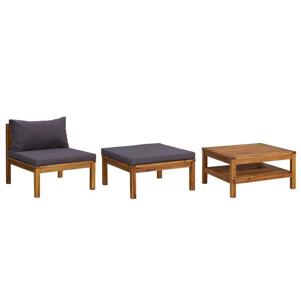 vidaXL Garden Lounge Set Dark Grey Solid Acacia Wood, 100% polyester