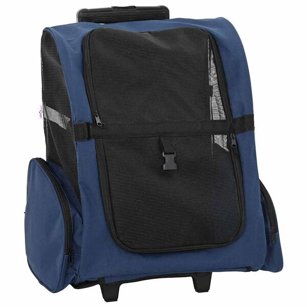 vidaXL Pet Trolley 3-in-1 Design Blue 18.9x12.6x(22.4–41.7)" Oxford Fabric