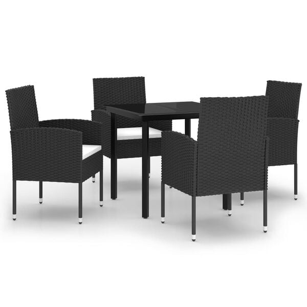vidaXL Garden Dining Set Black and Cream White