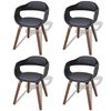 vidaXL Dining Chair Set of 4 Black, Walnut Artificial leather, Walnut wood