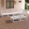 vidaXL 7 Piece Patio Lounge Set White Solid Pinewood