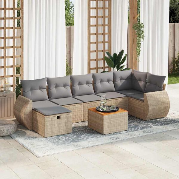 vidaXL Garden Sofa Set Beige, Light Gray