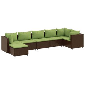 vidaXL Patio Lounge Set Brown PE rattan, Powder-coated steel Large