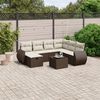 vidaXL Garden Sofa Set Brown, Transparent Poly Rattan, Tempered Glass, Steel