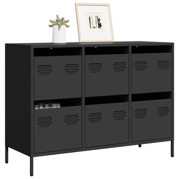 vidaXL Sideboard Black Cold-rolled steel Medium Sideboard Rectangular
