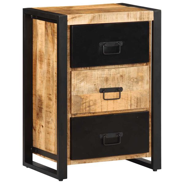 vidaXL Drawer Cabinet Brown, Black Solid rough mango wood, iron Medium