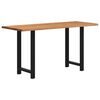 vidaXL Dining Table Light Brown, Black Solid Oak Wood, Powder-Coated Steel
