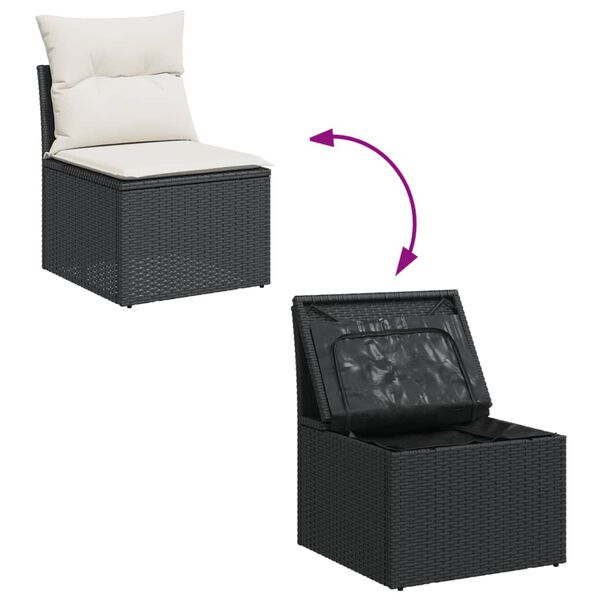 vidaXL Garden Sofa Set Black (rattan), Cream White (cushions)