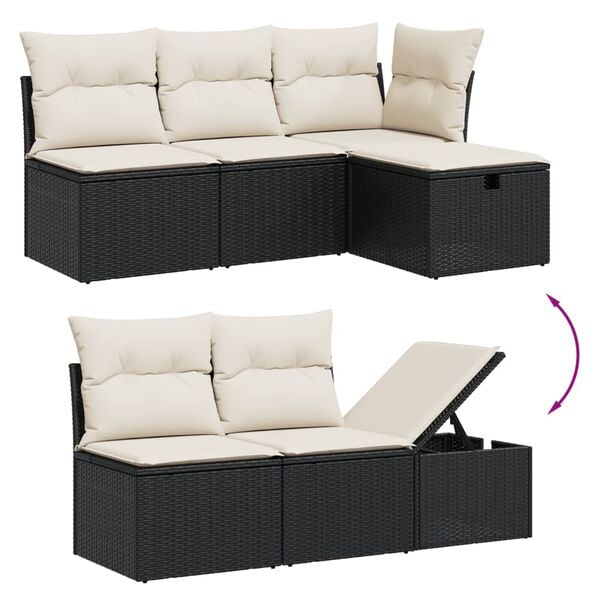 vidaXL Garden Sofa Set Black