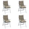 vidaXL Lowback Chair Cushion Set of 4 Taupe