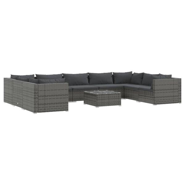 vidaXL Garden Lounge Set Grey PE rattan Large Modular
