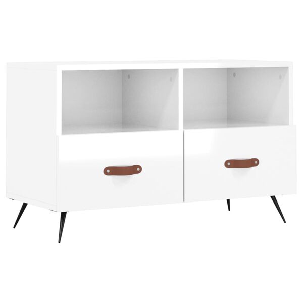 vidaXL TV Cabinet High gloss white Engineered wood, iron Medium