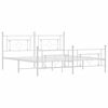 vidaXL Bed Frame White Powder-Coated Steel Full Modern Bed Frame