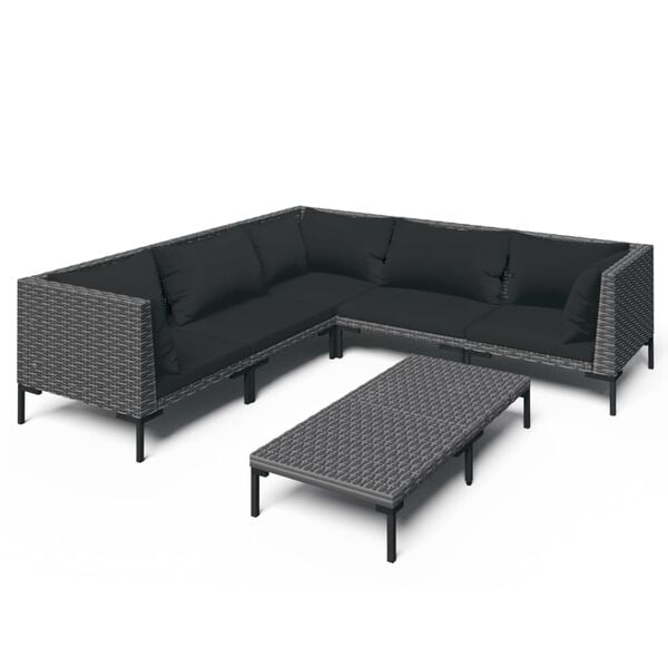 vidaXL Garden Lounge Set Dark Grey Powder-coated steel Garden Lounge Set