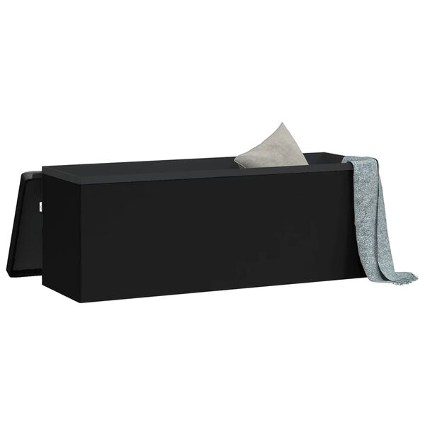 vidaXL Storage Bench Black PVC, engineered wood