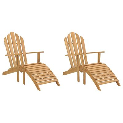 vidaXL Adirondack Chairs with Footrests 2 pcs Solid Wood Teak