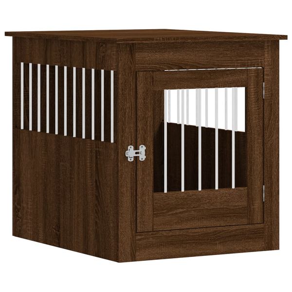 vidaXL Dog Crate Furniture Brown Oak Engineered Wood, Steel Locks