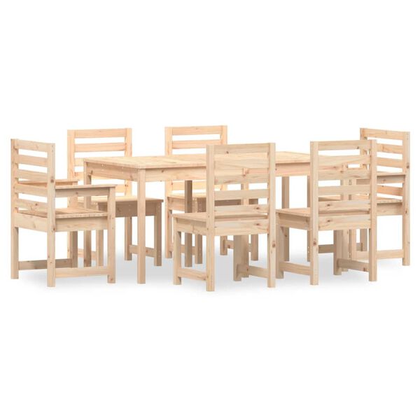 vidaXL Garden Dining Set Natural Pine Solid Pine Wood Large Seats 6