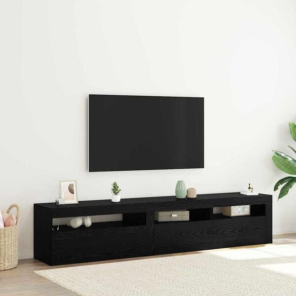 vidaXL TV Cabinet 2 pcs Black Oak 76.77 x 13.78 x 15.75 in