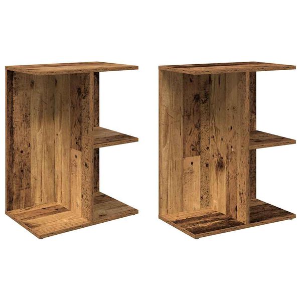 vidaXL Bedside Table Set of 2 Old Wood Engineered Wood Small