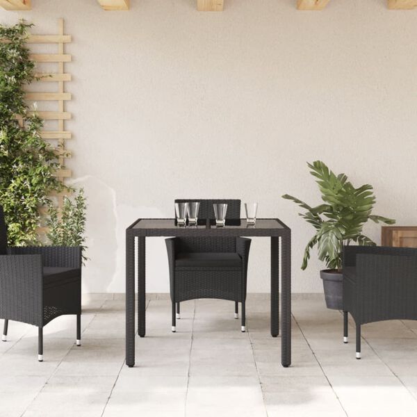vidaXL Garden Table Black PE Rattan 35.4 x 35.4 in Sturdy Garden Table