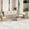 vidaXL Garden Sofa Set Beige Poly Rattan 7 Piece Set Removable Covers