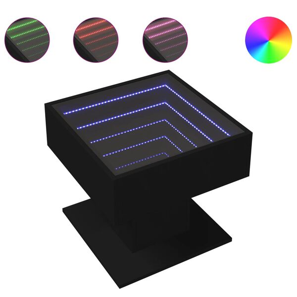 vidaXL Coffee Table Black Engineered wood, Glass 19.7 in