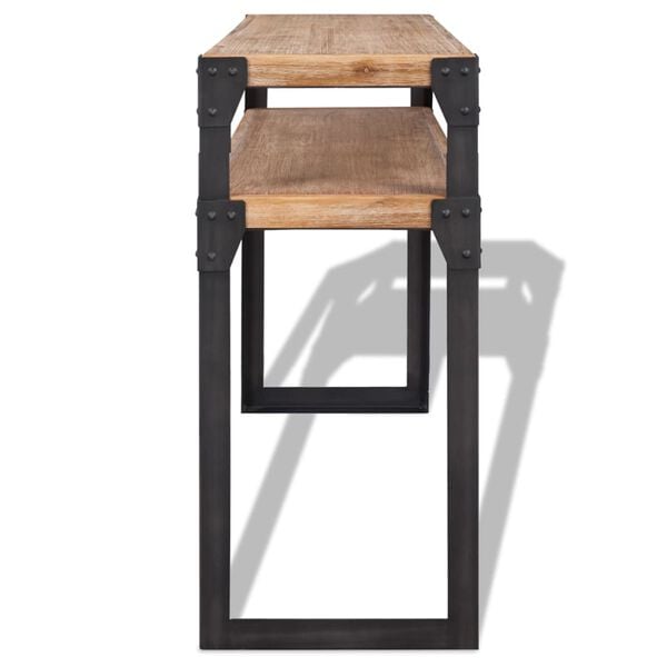 vidaXL Console Table Brown and Black 100% Solid Acacia Wood and Steel