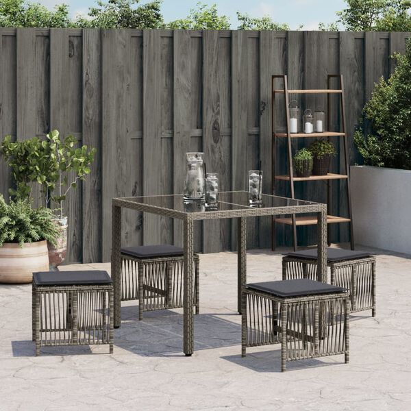 vidaXL Garden Stool Set of 4 Grey