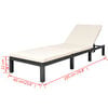 vidaXL Sunlounger Black PE rattan Standard Removable Covers