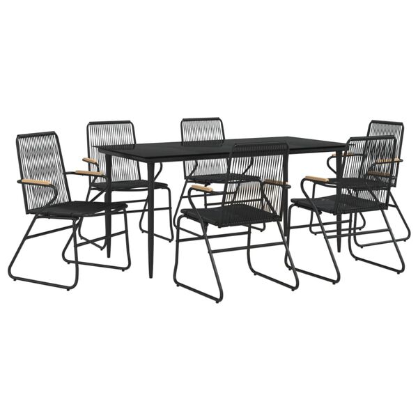 vidaXL Garden Dining Set Black Powder-coated steel Large Durable