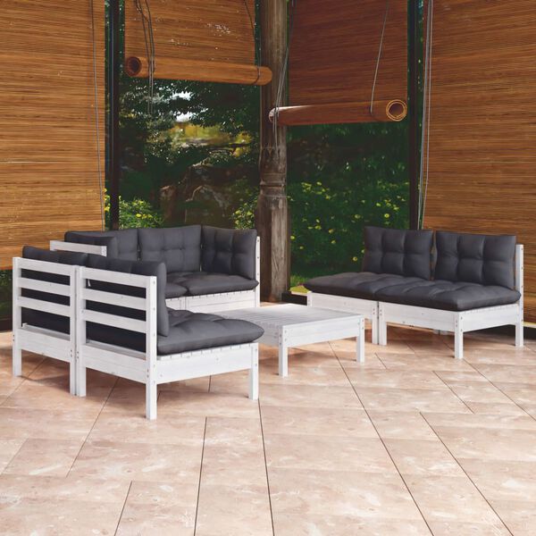 vidaXL Garden Lounge Set White and Anthracite