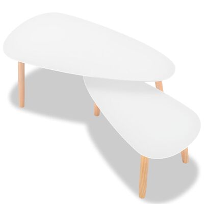 Vidaxl Coffee Table Set 2 Pieces Solid Pinewood White Vidaxl Com