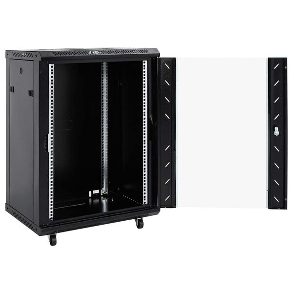 vidaXL 15U Network Cabinet 19" IP20 Black 23.6" x 17.7" x 33.9"