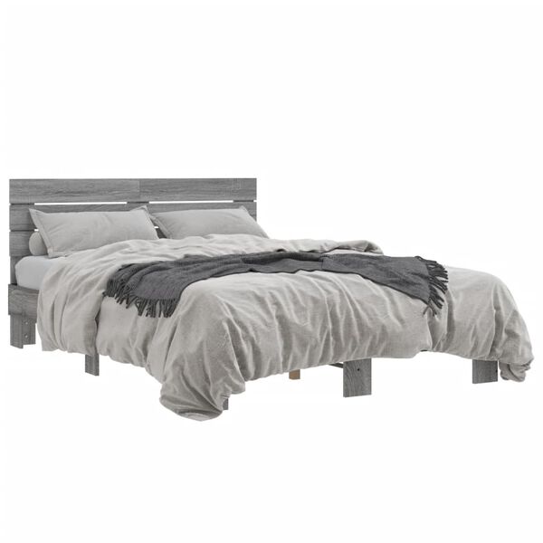 vidaXL Bed Frame Grey Sonoma Engineered wood Small Double Durable