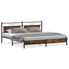 vidaXL Bed Frame Smoked Oak Steel 79 x 79 in Bed Frame Rectangular
