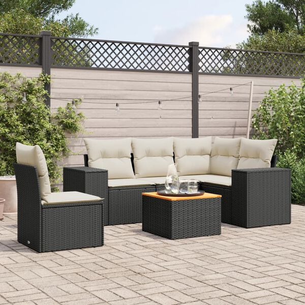 vidaXL Garden Sofa Set Black PE rattan 6-Piece Modular Garden Sofa Set