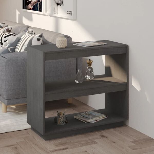 vidaXL Book Cabinet Grey Solid pine wood Medium Book Cabinet