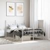vidaXL Bed Frame White Powder-Coated Steel Small Double Durable