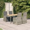 vidaXL Garden Dining Set Gray PE rattan 5 Piece Modular