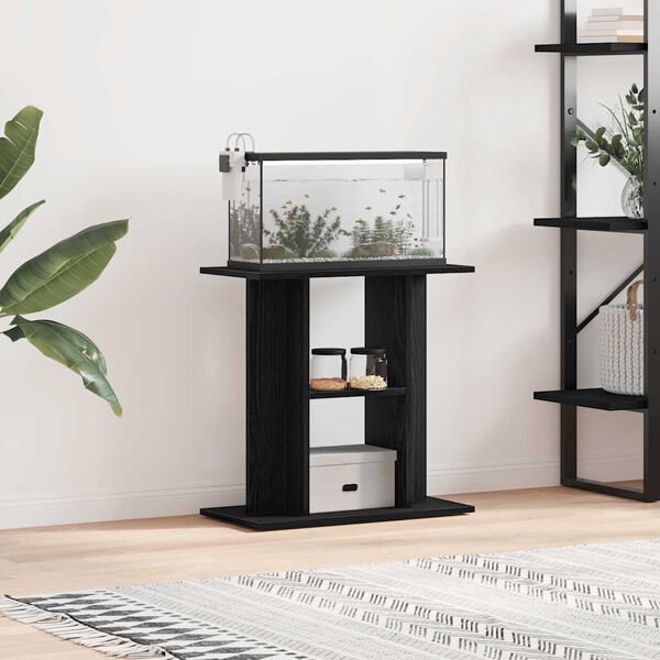 vidaXL Aquarium Stand Black Oak Engineered wood 23.6 in Aquarium Stand
