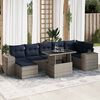 vidaXL 14 Piece Patio Sofa Set with Cushions Gray Poly Rattan Acacia