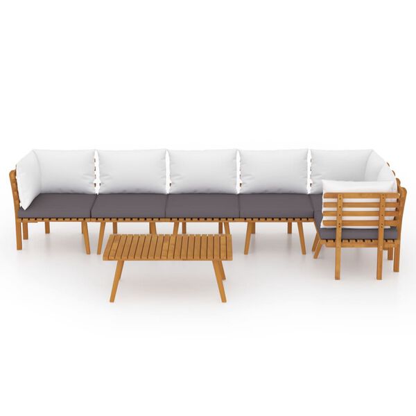 vidaXL Garden Lounge Set Dark grey Solid Acacia wood Large Modular